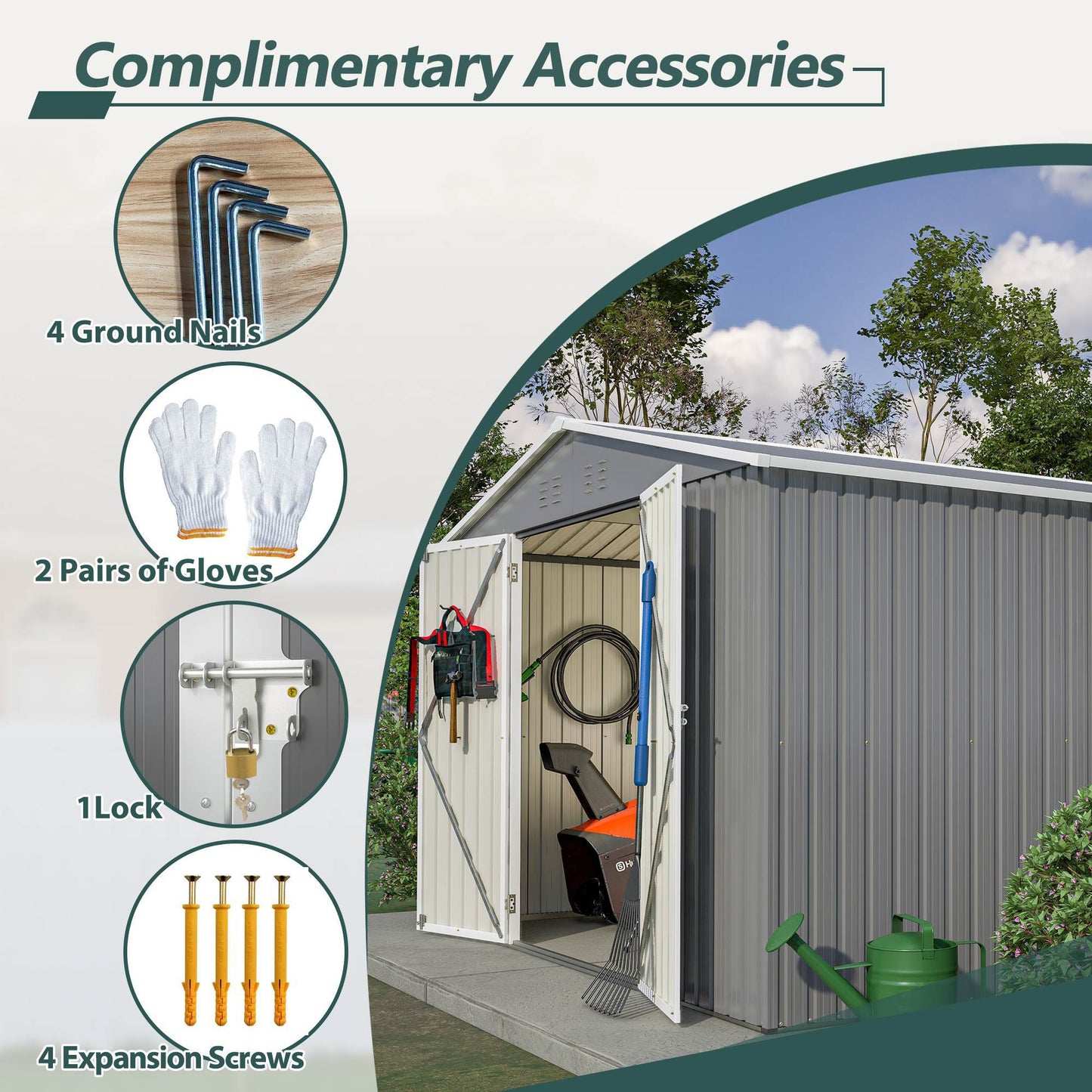 10 X 10 FT Outdoor Storage Shed, Large Metal Tool Sheds With Updated Frame Structure And Lockable Doors, Garden Shed For Backyard Garden Patio Lawn, Grey