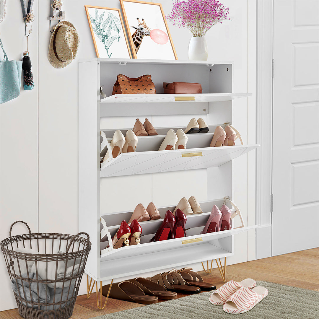 VEVOR Shoe Cabinet With 3 Flip Drawers, Shoe Storage Cabinet For Entryway, Free Standing Shoe Storage Organizer For Heels, Boots, Slippers In Hallway, Living Room