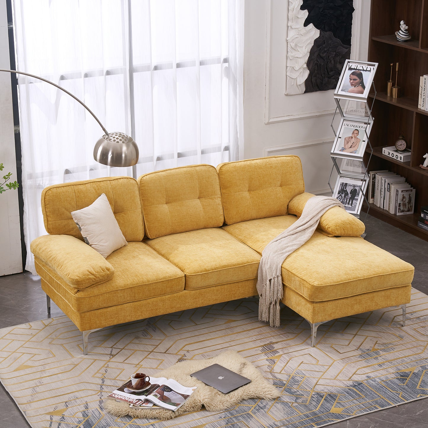 Three People With Noble Consort Yellow Indoor Combination Sofa