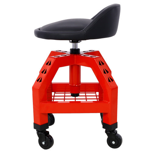 Pneumatic 360 Degree Swivel Stool, Mechanics Rolling Creeper Seat, Heavy Duty Rolling Mechanics Stool, Shop Stool With Casters Red