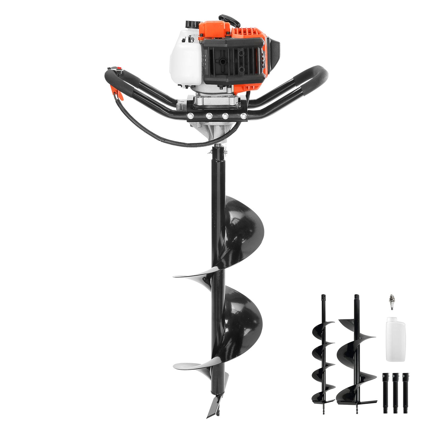 VEVOR Post Hole Digger, 52cc 1450W Auger Post Hole Digger, Gas Powered Earth Digger With Two Earth Auger Drill Bit3 Extension Rods, For Farmland, Garden And Plant, EPA Certification