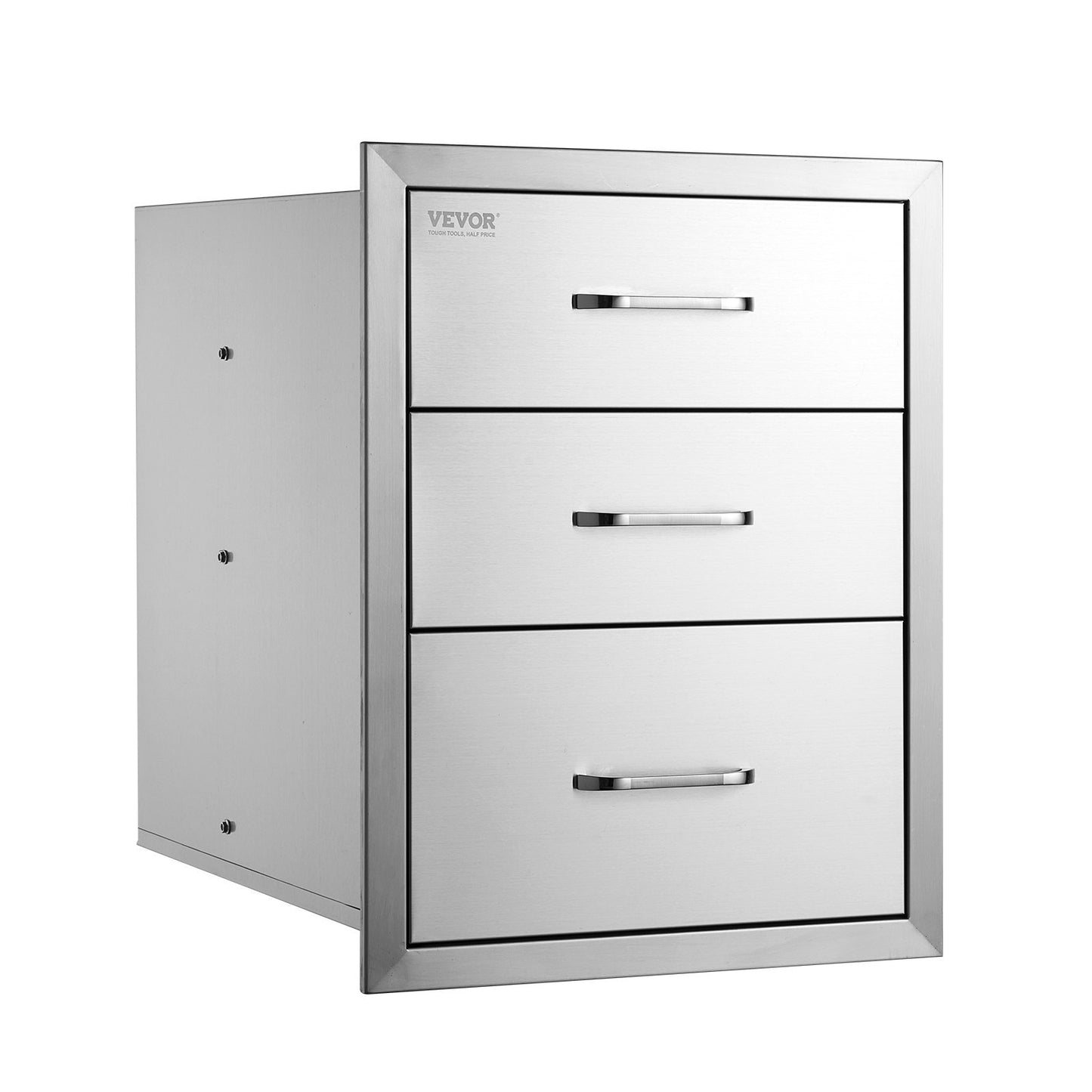 VEVOR 18x20.5 Inch Outdoor Kitchen Stainless Steel Triple Access BBQ Drawers With Chrome Handle, 18 X20.5 X 23 Inch