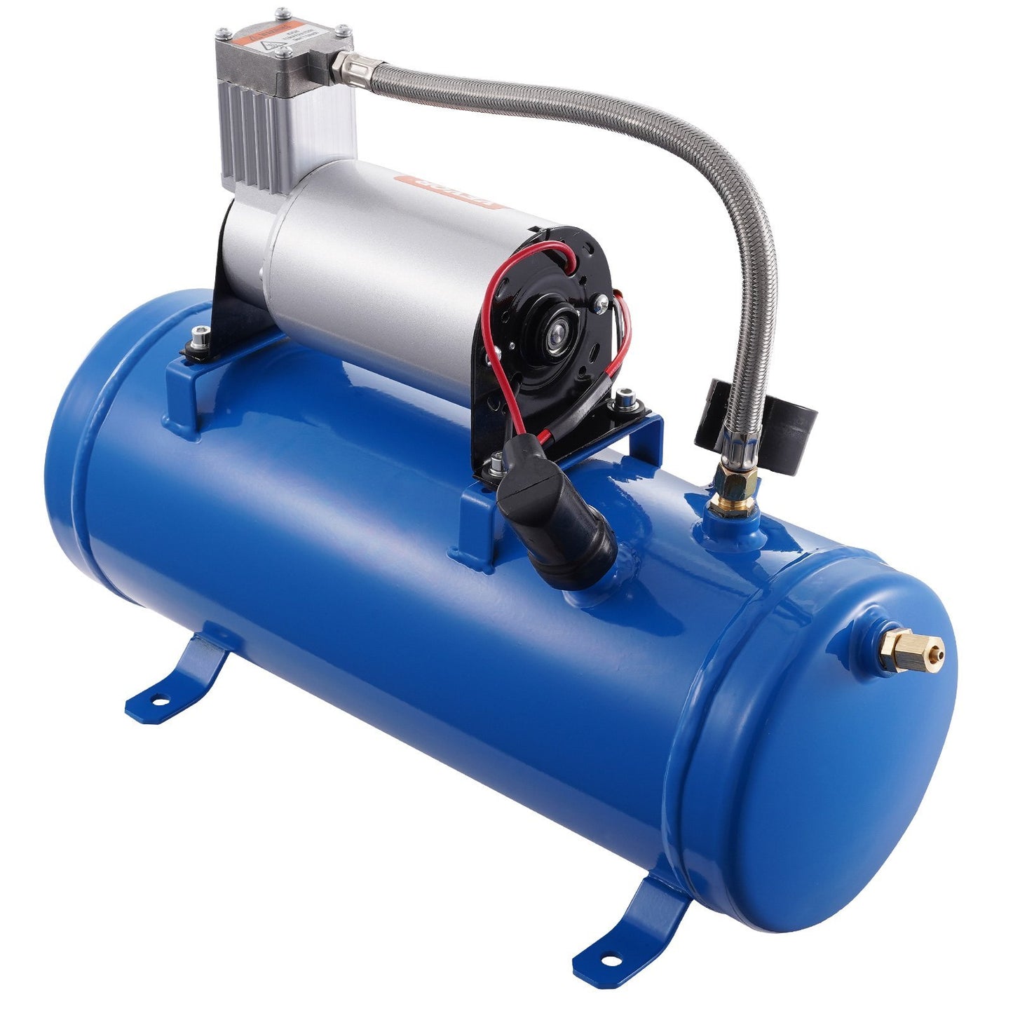 VEVOR 12V Air Compressor With Tank 1.6 Gallon 6 L, Train Horn Air Compressor, 120 Psi Working Pressure Onboard Air Compressor System For Train Air Horns, Inflating Tires, Air Mattresses