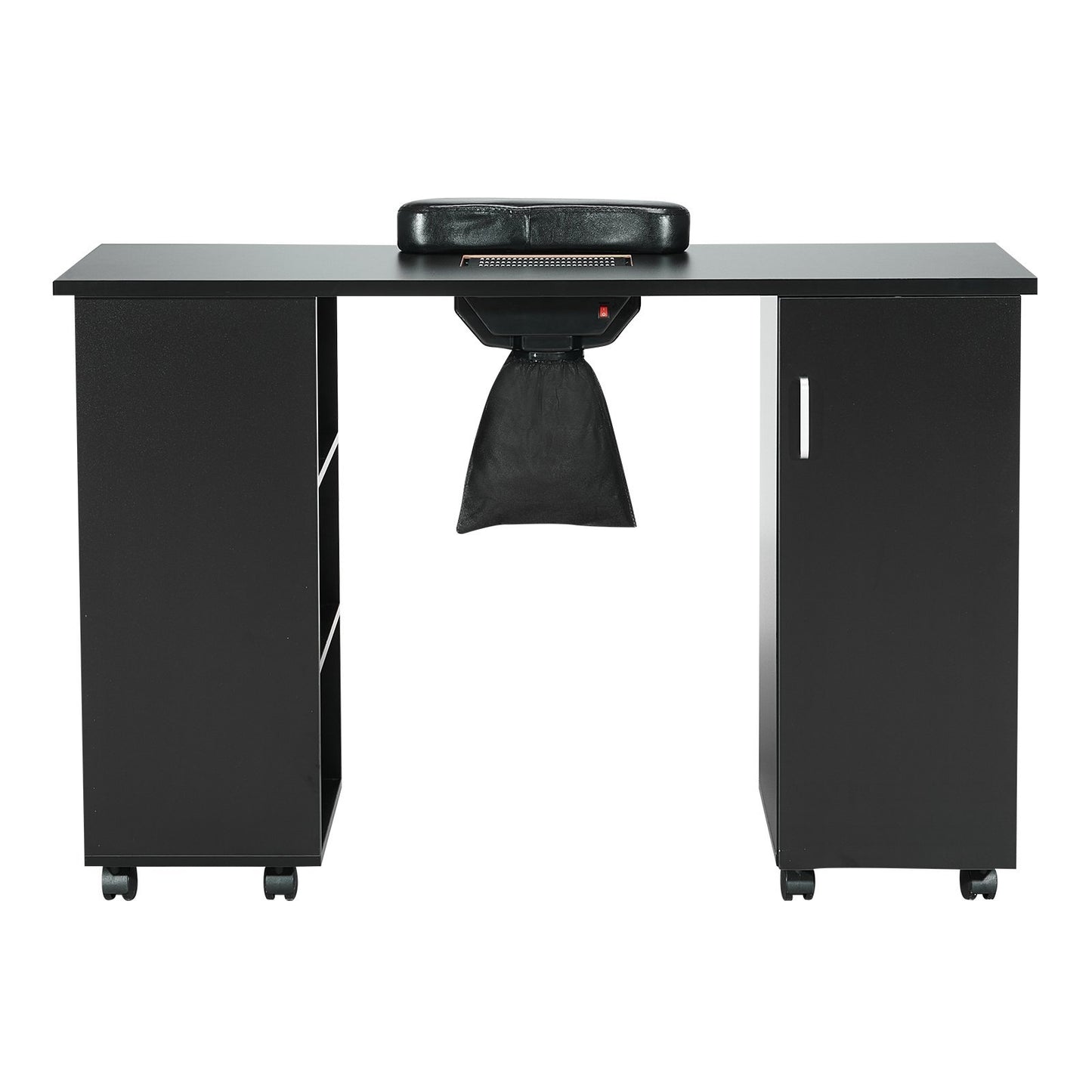 VEVOR Manicure Table, Nail Table Station With Electric Dust Collector, Moveable Nail Tech Desk With 8 Wheels 4 Lockable , 3 Dust Bag & Wrist Rest, MDF Nail Art Workstation For Spa Beauty Salon, Black