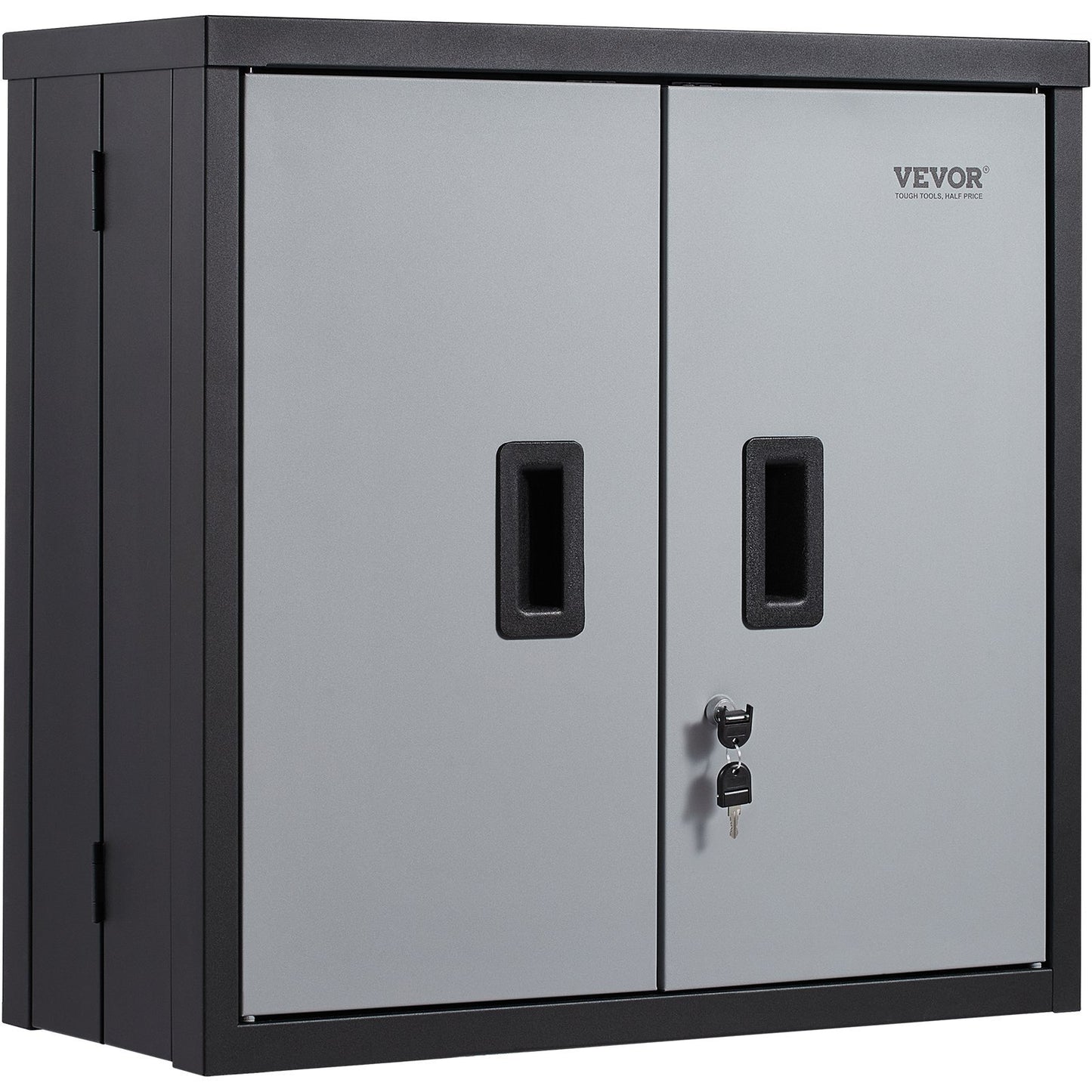 VEVOR Foldable Wall Cabinet, Metal Garage Cabinet Wall Mounted 26 Small Cabinet 240 LBS Loading Capacity Adjustable Shelf Magnetic Door File Locker For Garage Office Home Black
