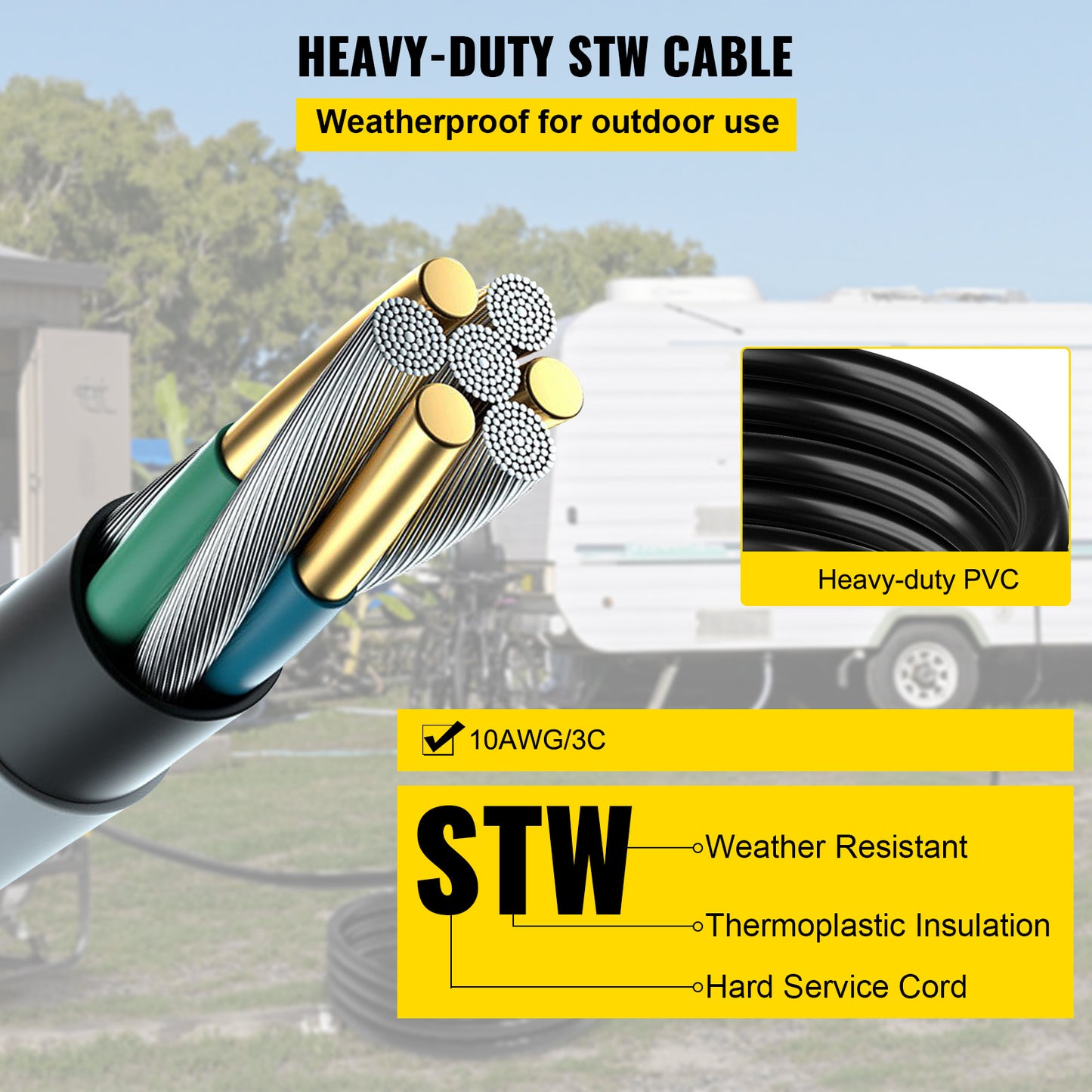VEVOR Welding Extension Cord 50ft MIG TIG Plasma Welding Cord 30A Extension Cord For Portable Welders