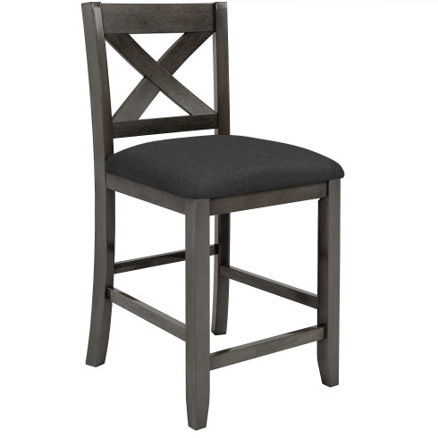 TOPMAX 5 Pieces Counter Height Rustic Farmhouse Dining Room Wooden Bar Table Set With 2 Stools And 2 Chairs, Gray
