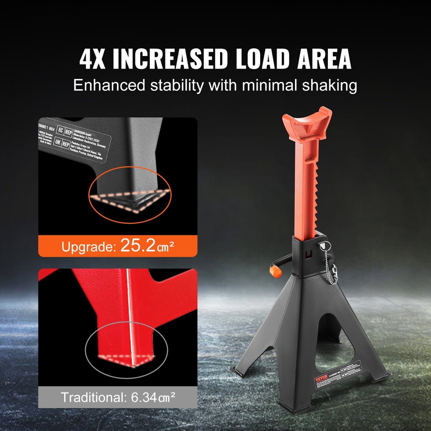 VEVOR Jack Stands, 6 Ton 13,000 Lbs Capacity Car Jack Stands Double Locking, 14.2 -23 Inch Adjustable Height, For Lifting SUV, Pickup Truck, Car And UTV ATV, Red, 1 Pair