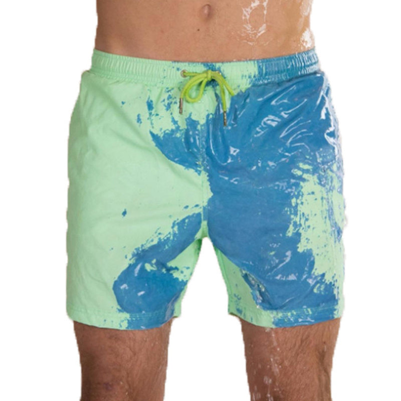 Magical Change Color Beach Shorts Summer Male Swimming Trunk Swimsuit Quick Dry