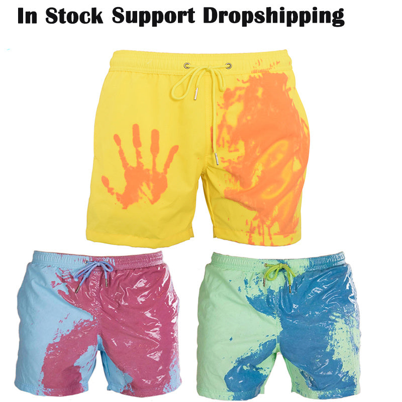 Magical Change Color Beach Shorts Summer Male Swimming Trunk Swimsuit Quick Dry