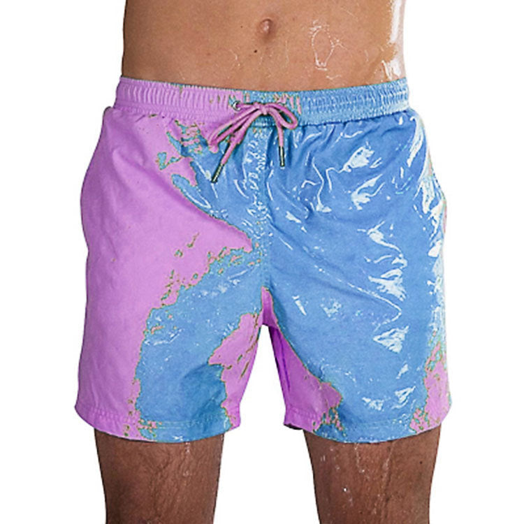 Magical Change Color Beach Shorts Summer Male Swimming Trunk Swimsuit Quick Dry
