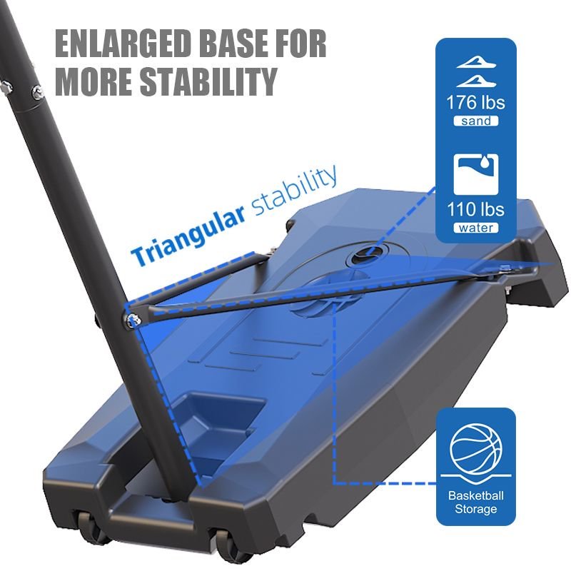 TotheCORE Basketball Stand 4.43-10.00ft Adjustable Portable Basketball Hoop & Goal PC Backplate, Large Base & Wheels
