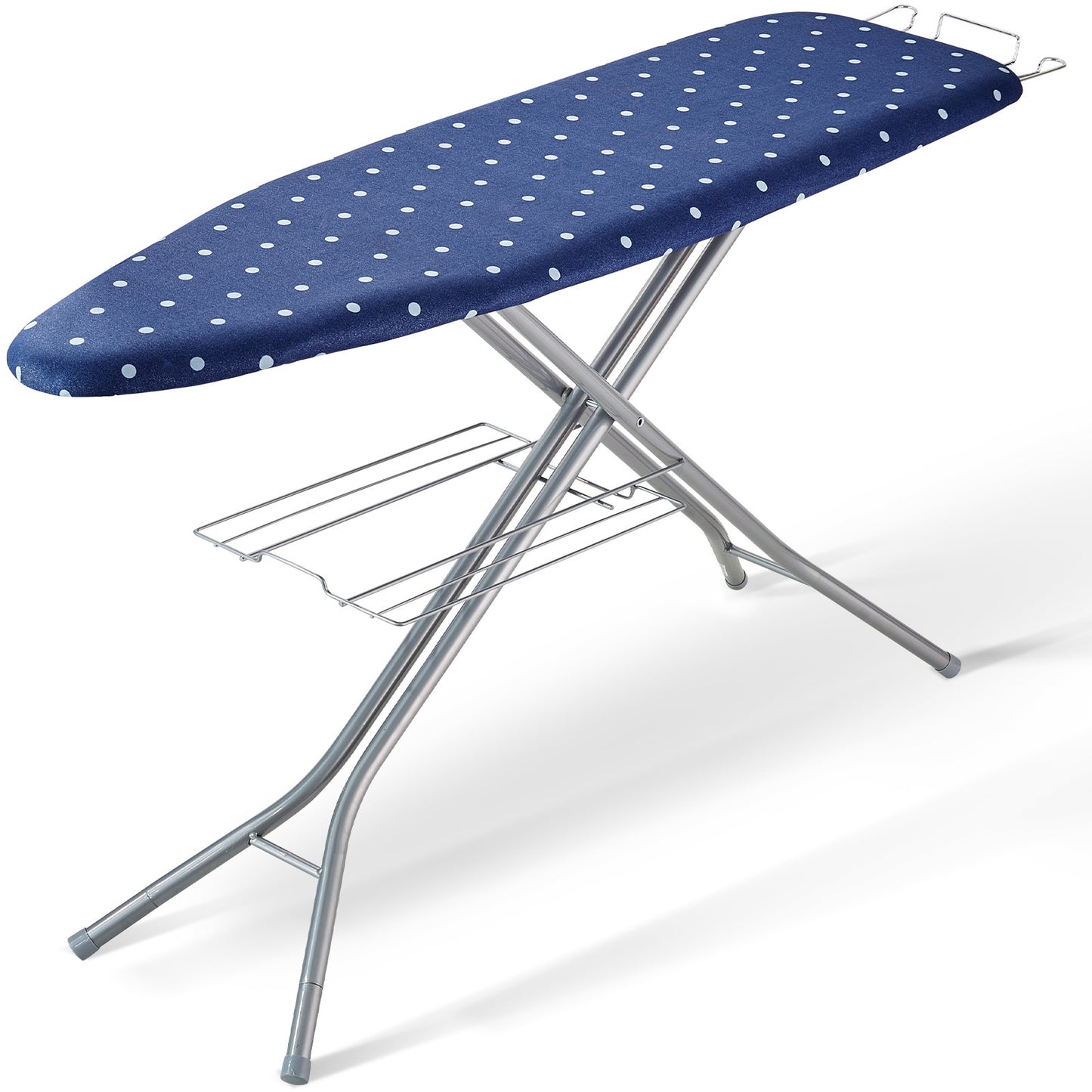 VEVOR Ironing Board With Bottom Storage Tray, Thickened 4 Layers Iron Board With Heat Resistant Cover And Cotton Cover, 10 Adjustable Heights Ironing Board For Home Laundry Room Use