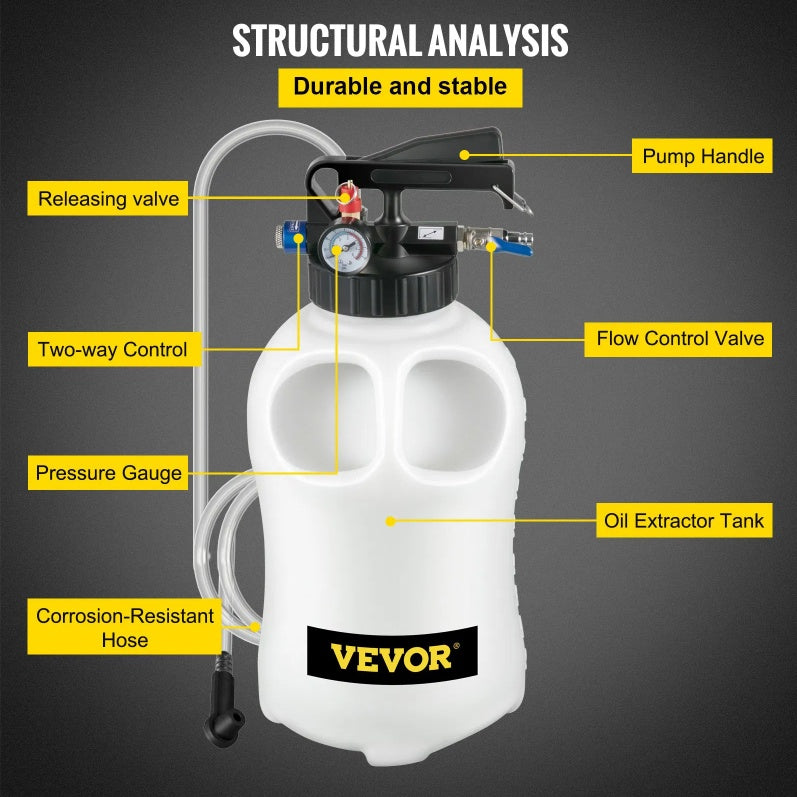 VEVOR Transmission Fluid Pump 2 Way Manual ATF Refill System Dispenser, Oil And Liquid Extractor 10 Liter Large Capacity