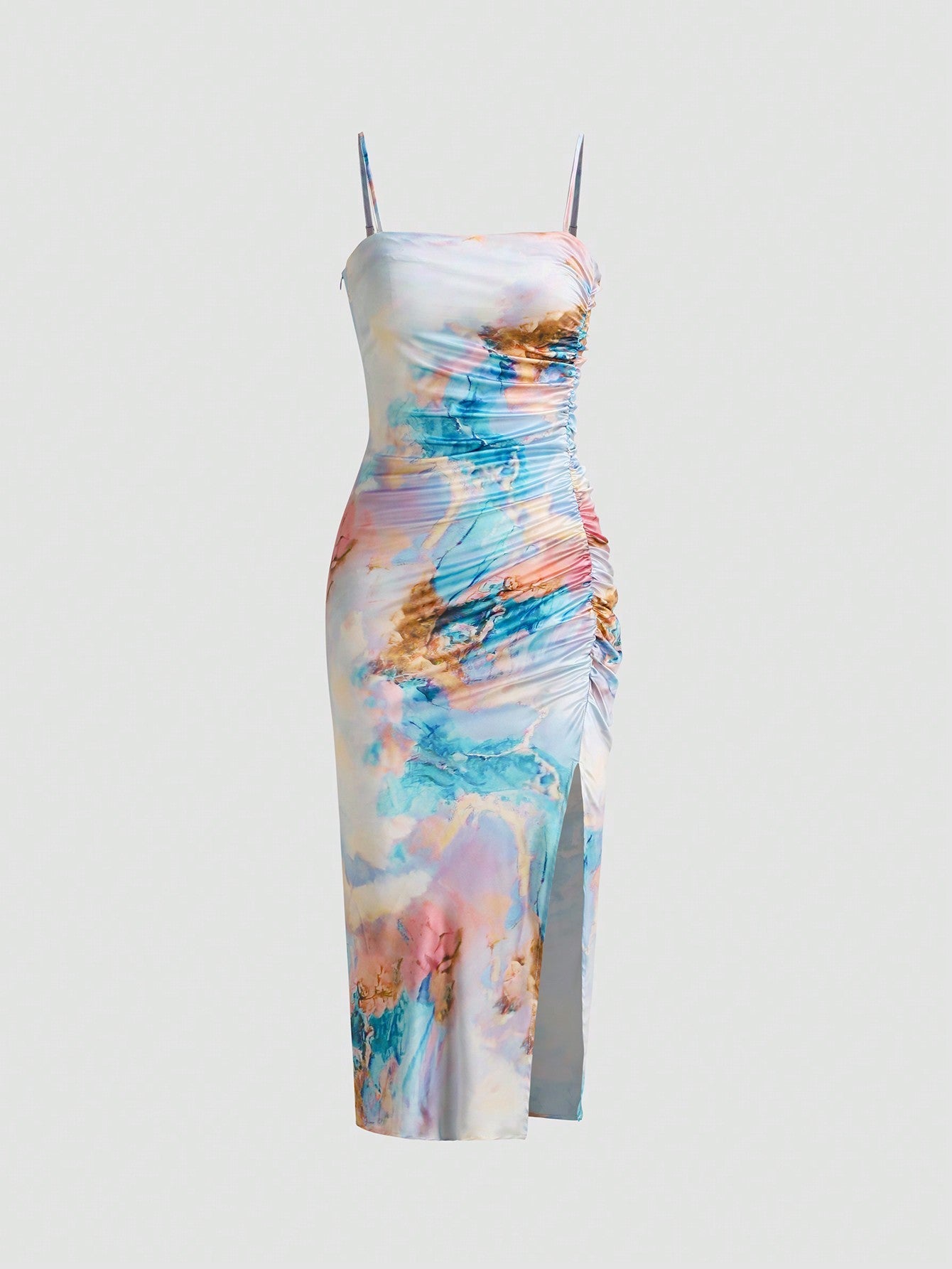 Solid Color Bodycon Slit Cami Dress