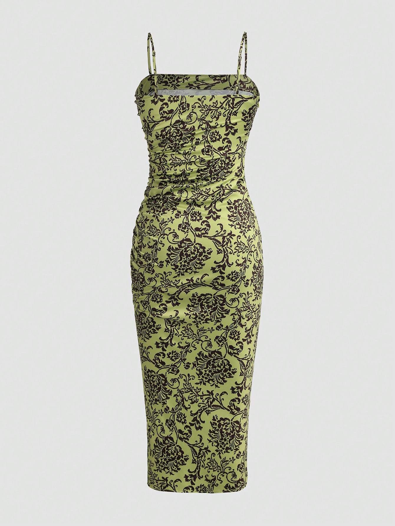 Solid Color Bodycon Slit Cami Dress