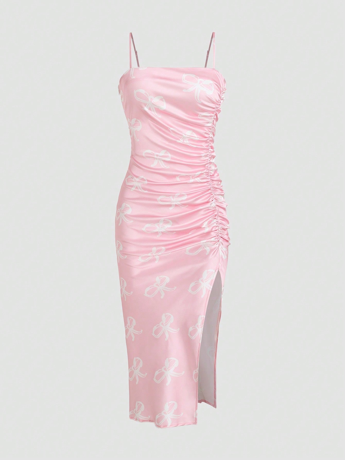Solid Color Bodycon Slit Cami Dress