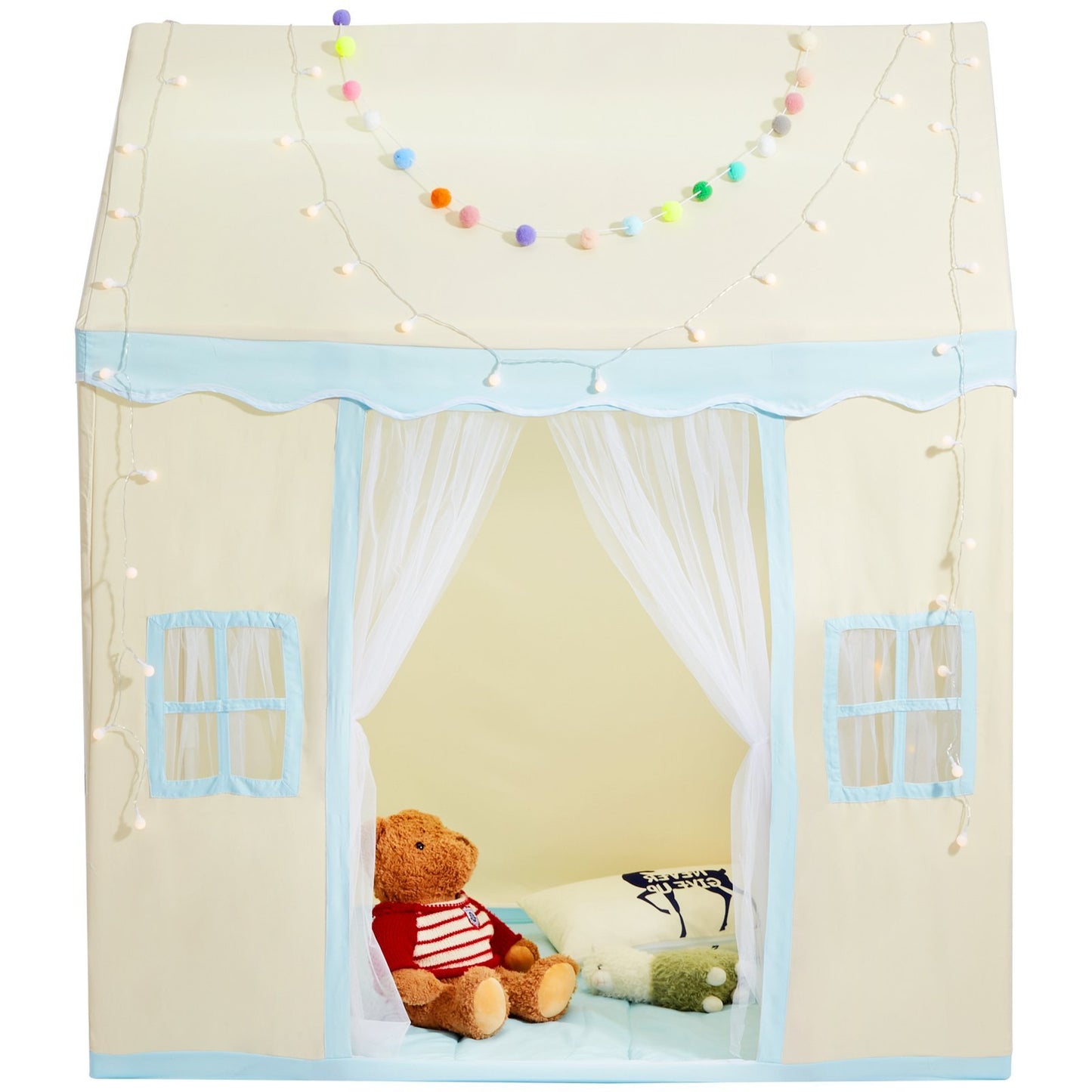 VEVOR Kids Play Tent, Kids Tent For Kids 1-5 Years Old, Toddler Tent With Mat And Tent Lamp, Tent For Kids With Windows For Indoor And Outdoor, Play House Castle Tent For Boys And Girls, Beige