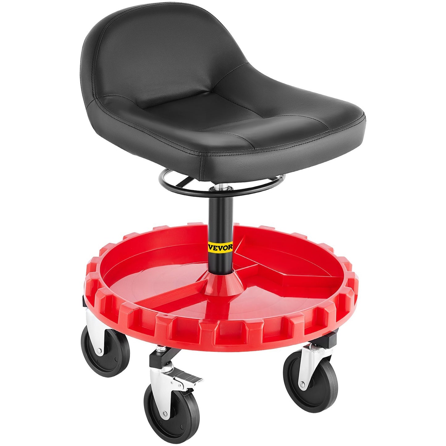 VEVOR Shop Stool, 300 LBS Rolling Garage Stool, Adjustable Height Mobile Rolling Gear Seat, Round Tray Garage Pneumatic Stool,Casters With Two Brakes Mechanic Seat