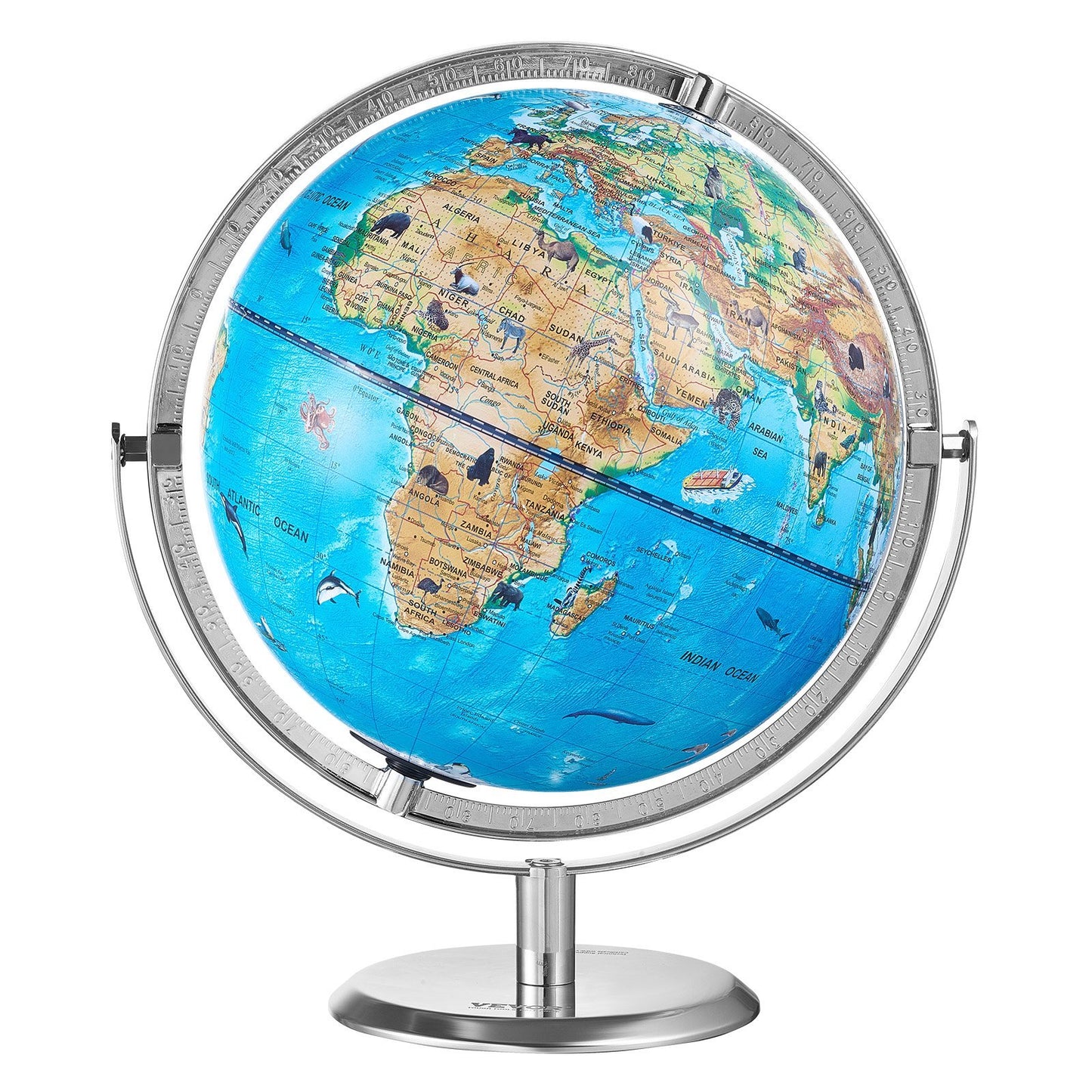 VEVOR Educational Globe For Kids, Interactive AR World Globe With AR Golden Globe APP LED Night Lighting , STEM Toy Gifts For Kids Compatible With Android Or IOS Devices