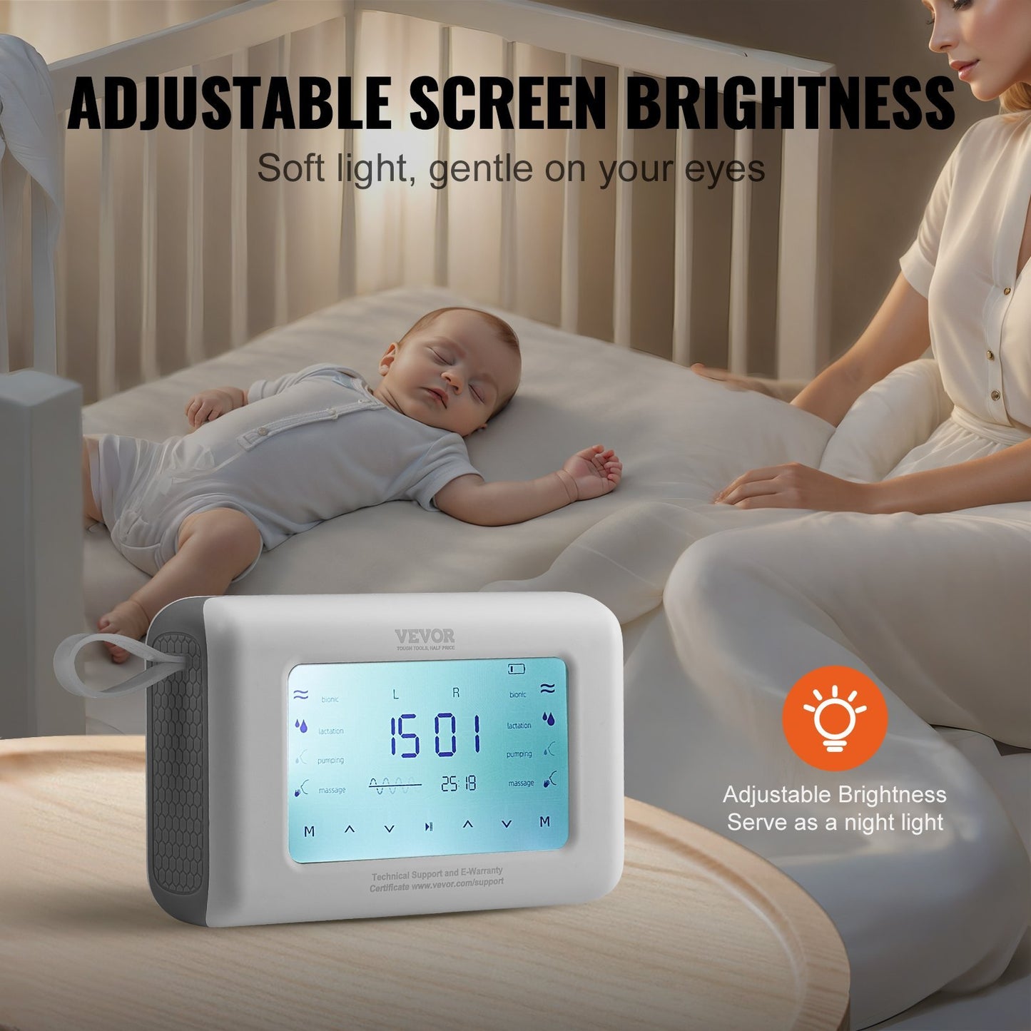 VEVOR Breast Pump, Single Double Adjustable Electric Breast Pumps, 4 Modes Reciprocating Piston Pumps, 4000mAH Anti-Backflow BreastfeedingPump With 300mmHg High Suction,