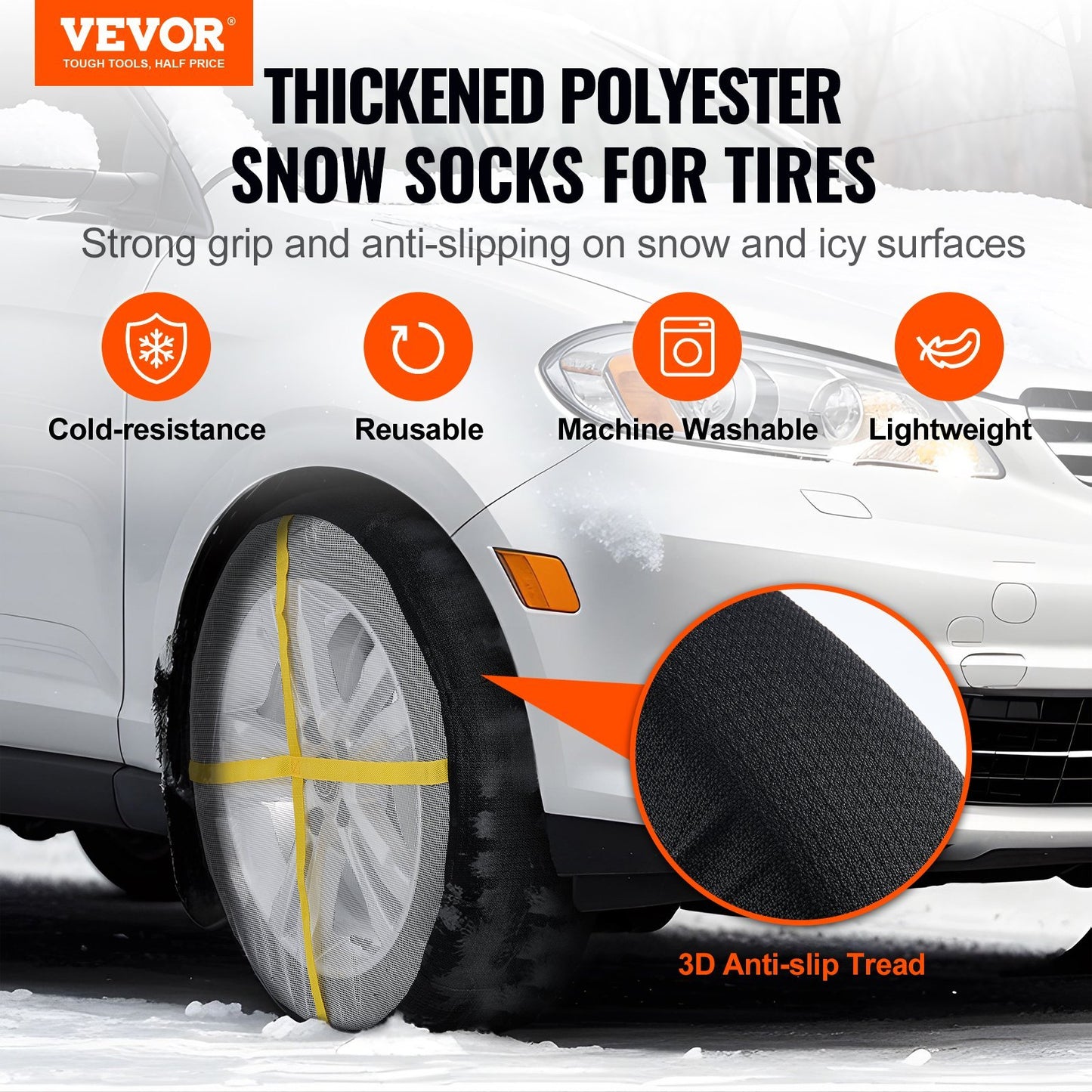 VEVOR Thickened Snow Socks For Tires Full Coverage Snow Traction Tire Cover