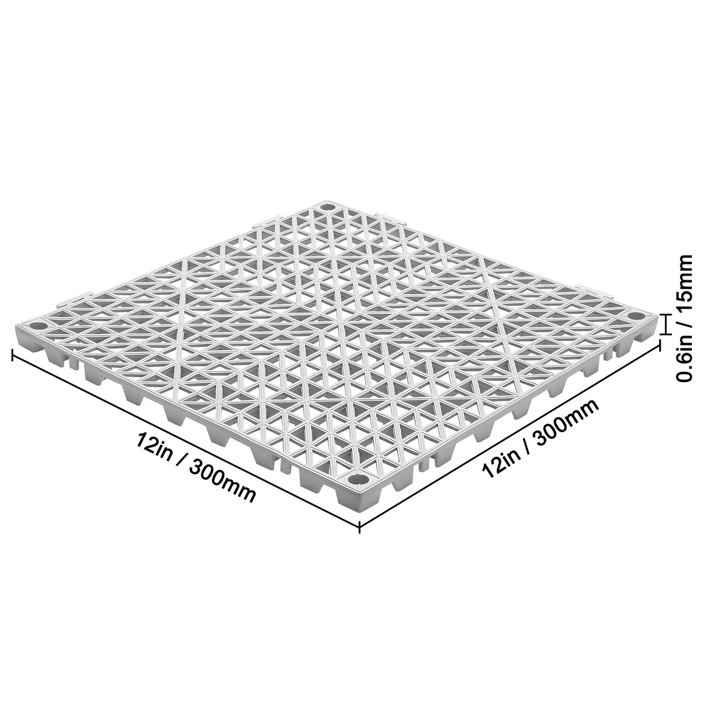 VEVOR Interlocking Tile 50PCS Gray, Drainage Tiles Splicing, Soft PVC Interlocking Drainage Floor Tiles, Non-Slip Drainage Holes For Restroom, Bathroom, Kitchen, Pool, Wet Areas