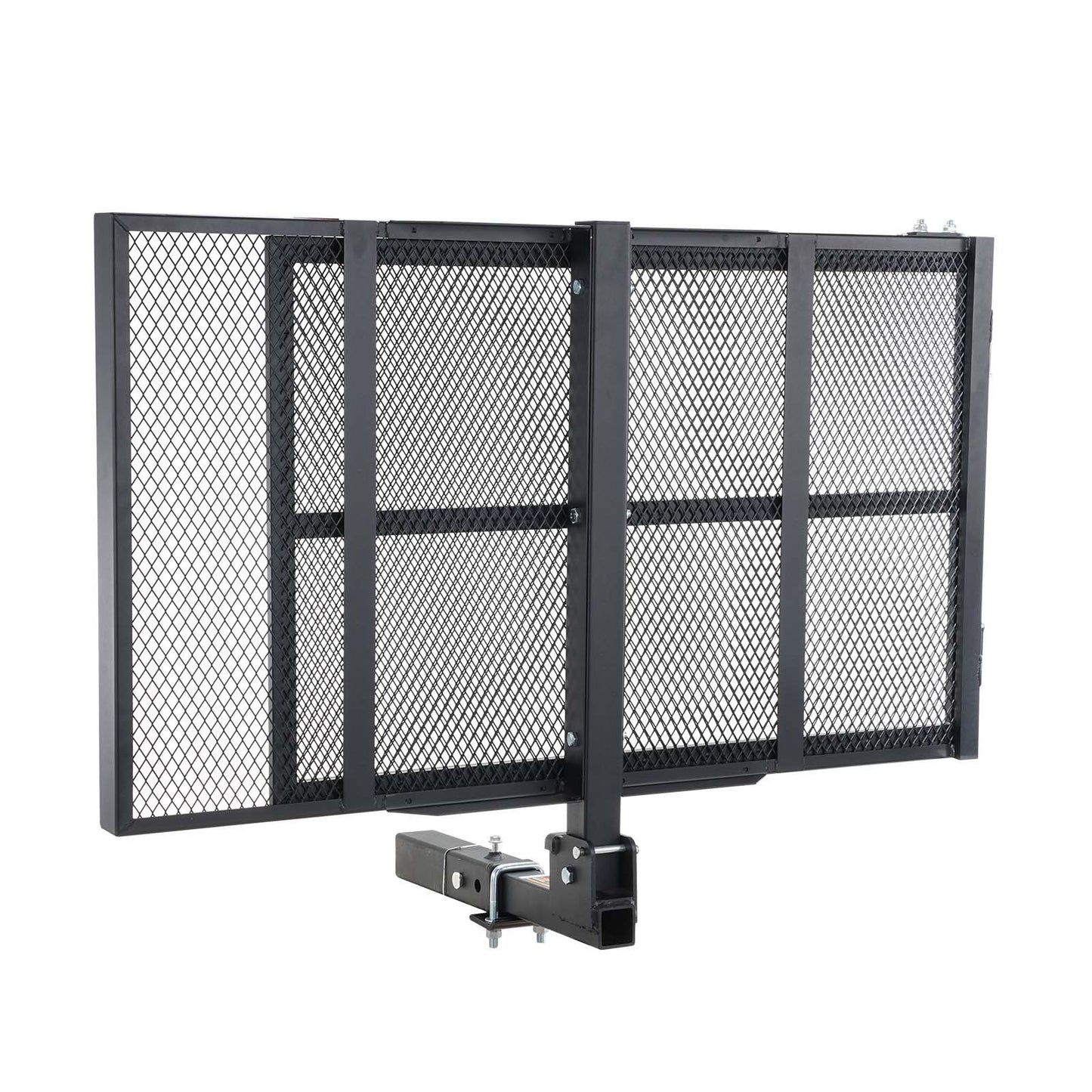 VEVOR Hitch Mount Cargo Carrier, Iron Hitch Cargo Rack With Folding Ramp, Hitch Rack Basket With Stabilizer And Straps, 500LBS Mobility Scooter Carrier Fit Hitch Receiver