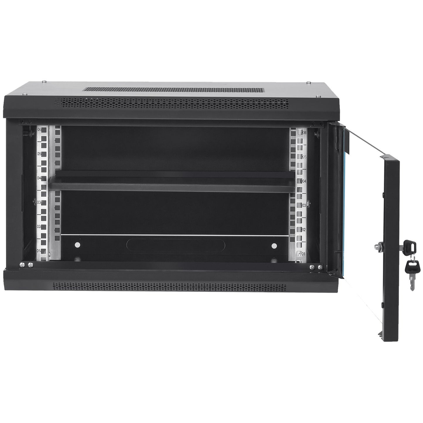 VEVOR 6U Wall Mount Network Server Cabinet, 15.5 Deep, Server Rack Cabinet Enclosure, 200 Lbs Max. Ground-mounted Load Capacity, With Locking Glass Door Side Panels, For IT Equipment, A V Devices
