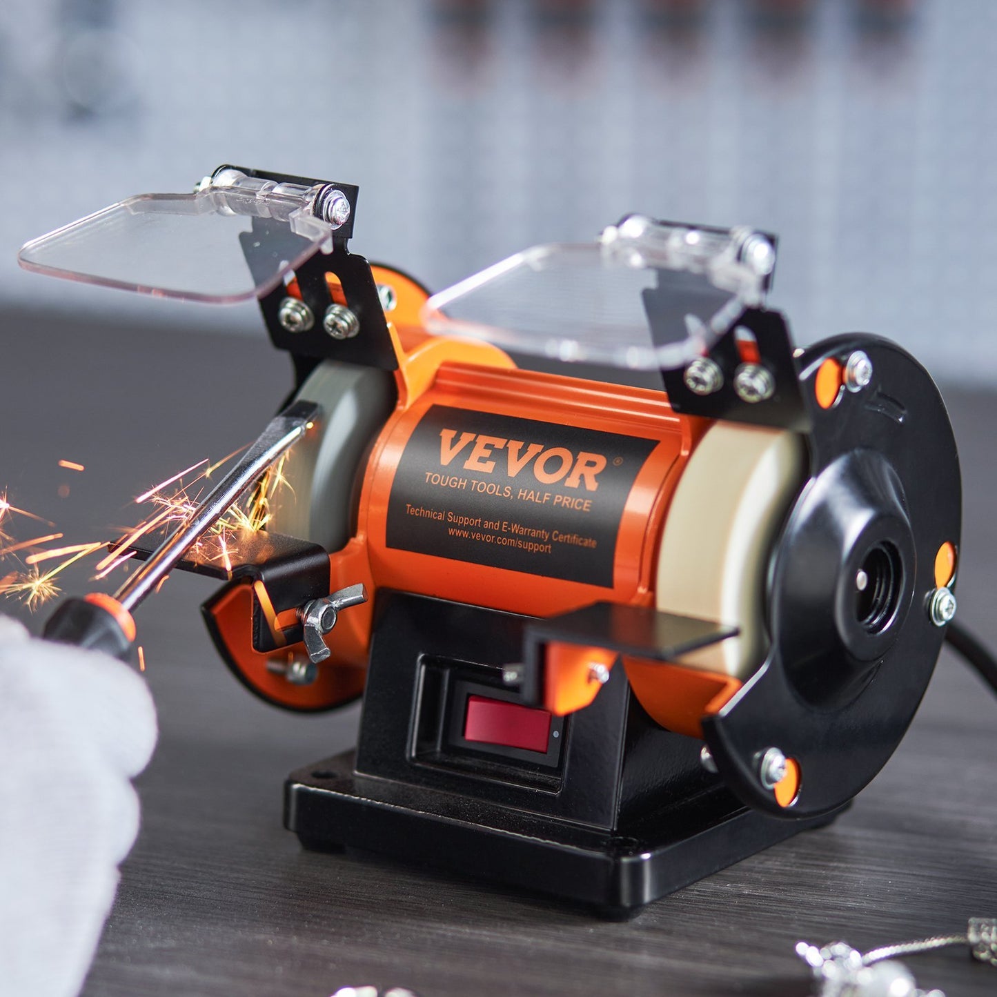 VEVOR Bench Polisher & Buffing Machine For Metal Jewelry Wood - With Wool & Abrasive Wheels, 100 Tools, 3590RPM