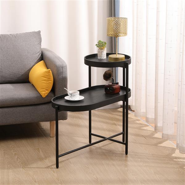 2 Tier Black Edge Table