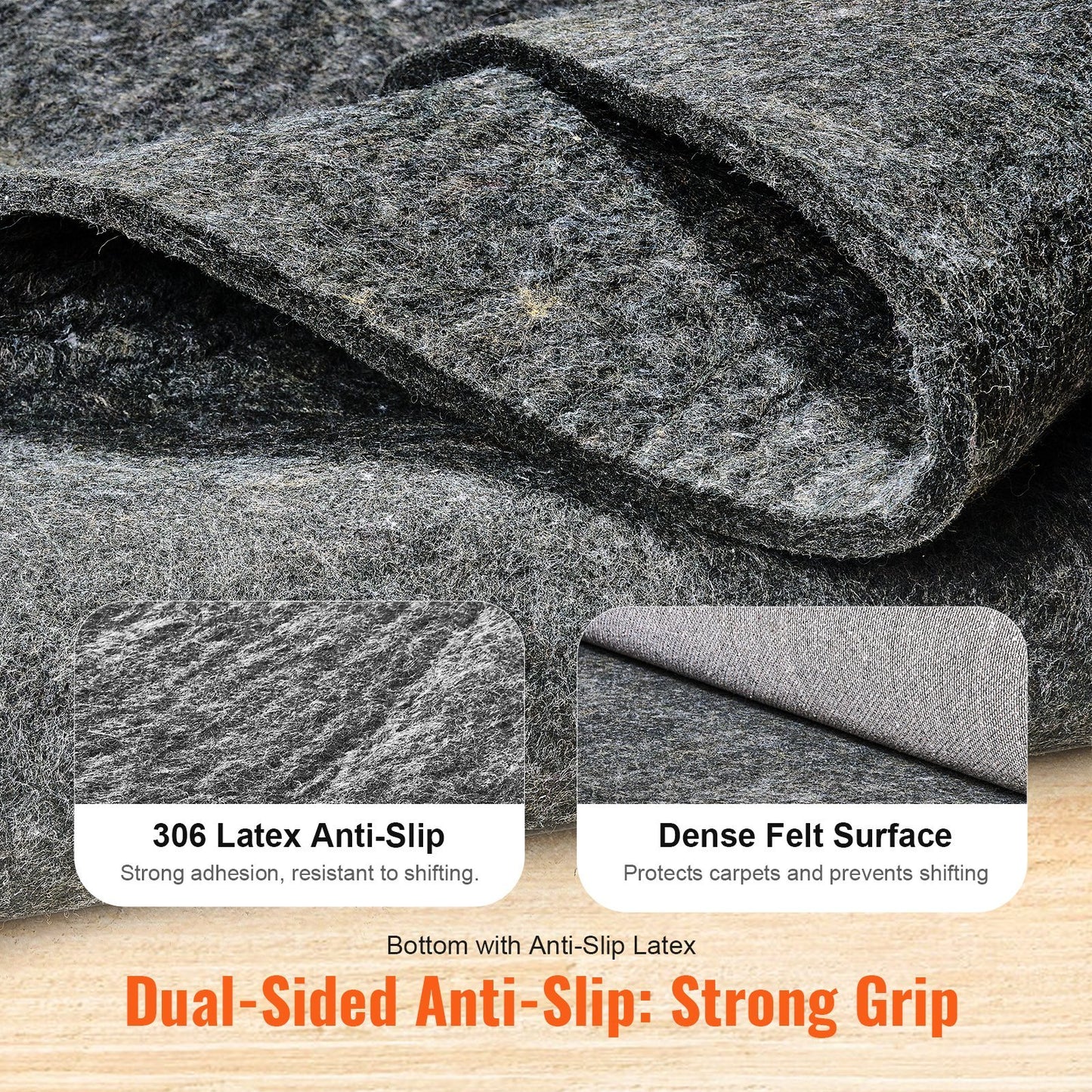 VEVOR Rug Pad Gripper 4X6Protective Carpet Pad 0.47Thick For All Floors