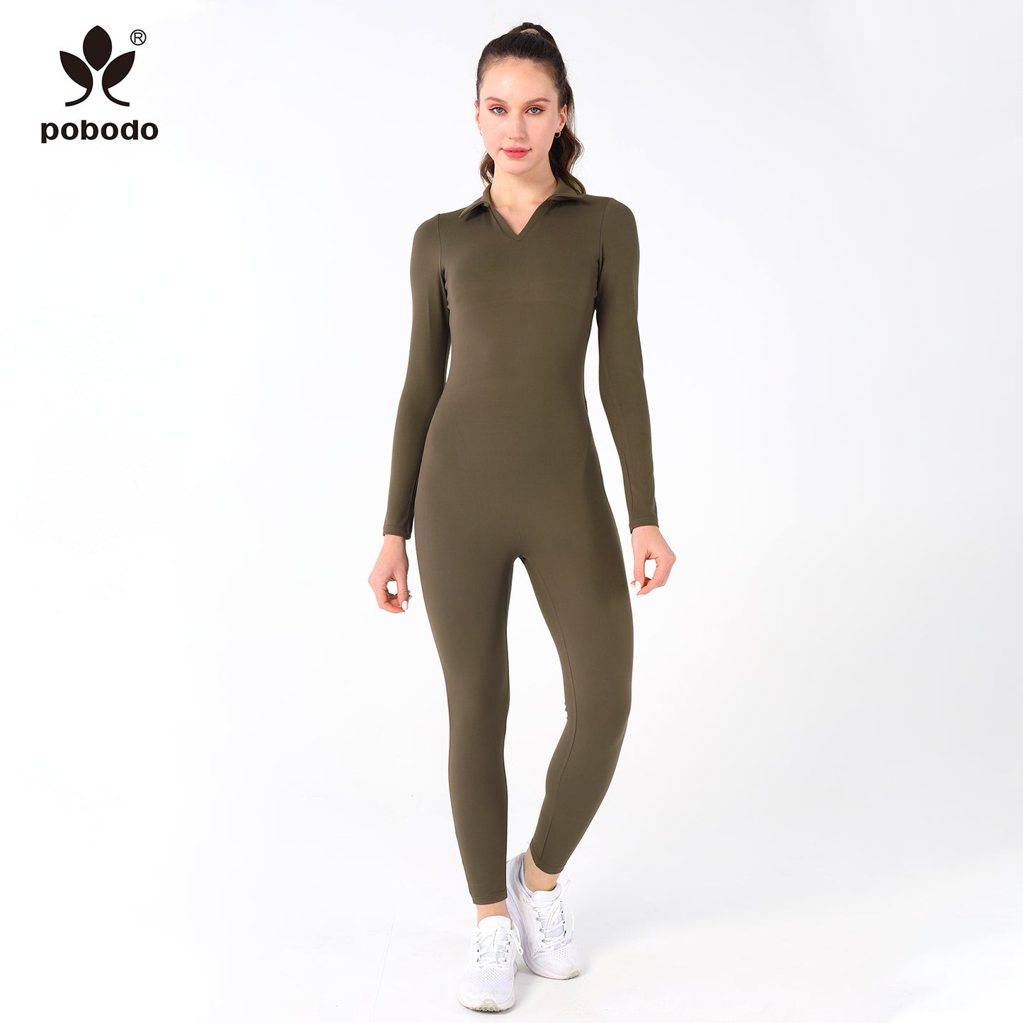 Polo Collar Long Jumpsuit