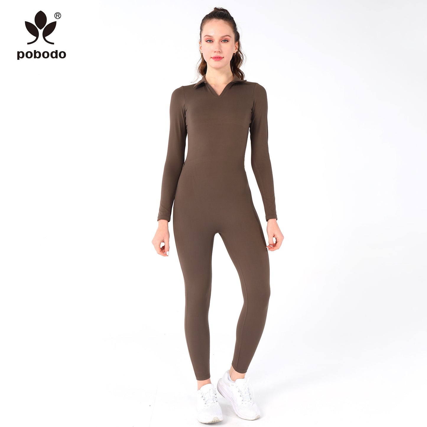 Polo Collar Long Jumpsuit