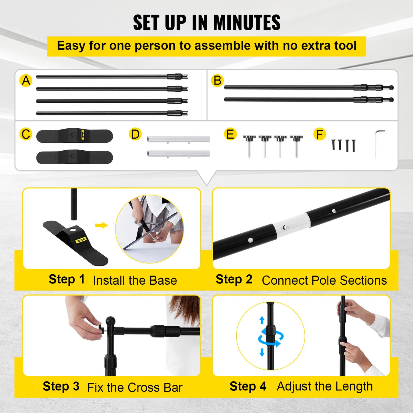 VEVOR Telescopic Backdrop Banner Stand Banner Stand Adjustable Step And Repeat Backdrop Banner Stand Retractable Banner Stand With Carrying Bag