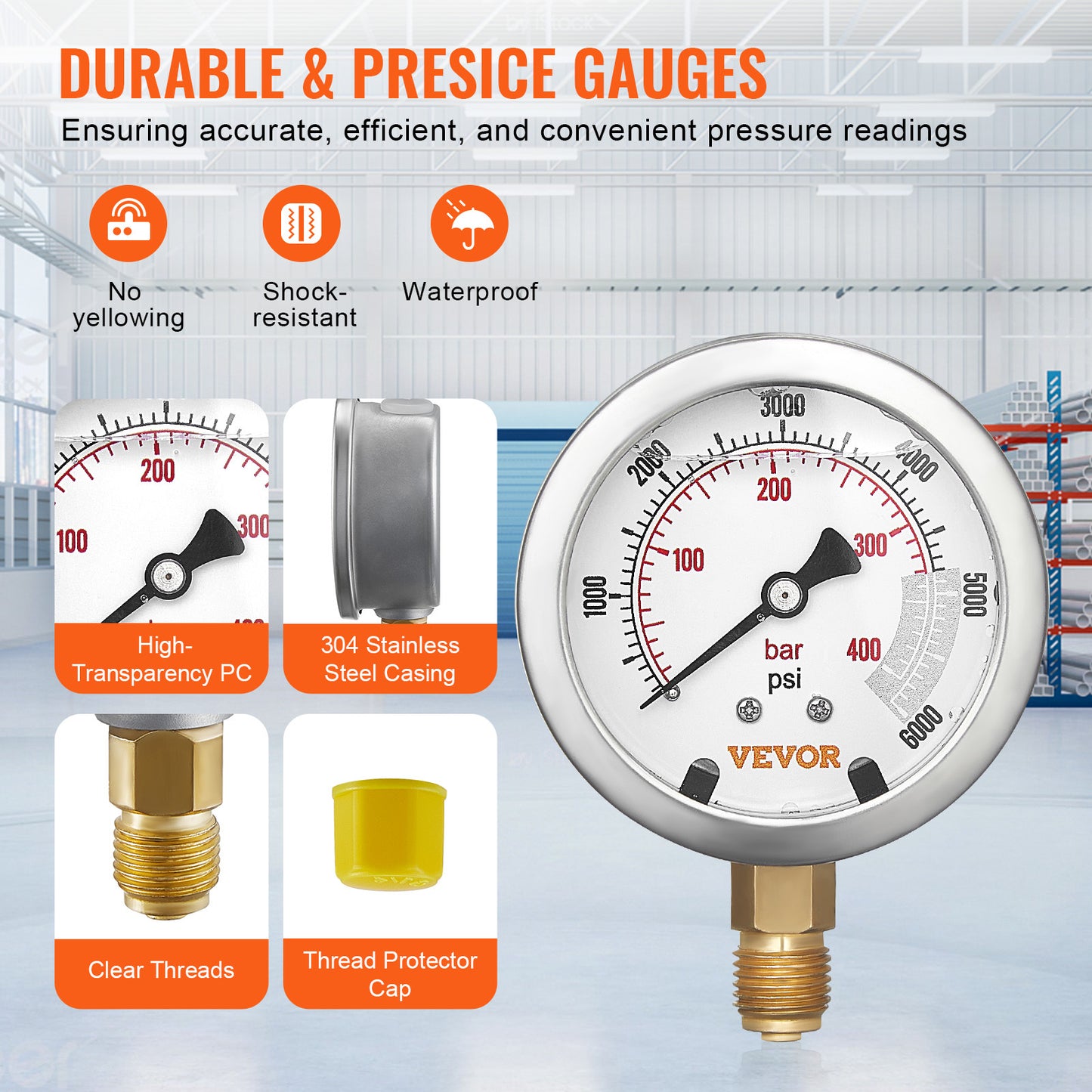 VEVOR Hydraulic Pressure Test Kit, 5 Gauges 13 Couplings 14 Tee Connectors 5 Test Hoses, Excavator Hydraulic Test Gauge Set With Carrying Case For Excavator Tractors Machinery