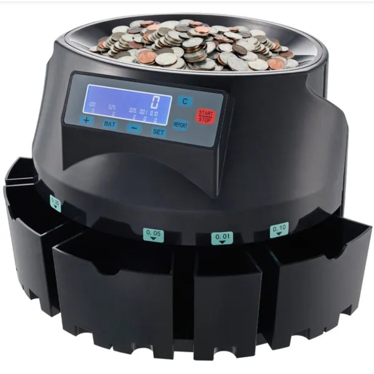 VEVOR USD Coin Sorter Coin Counter Wrapper And Roller 300 Coins Min LCD Display