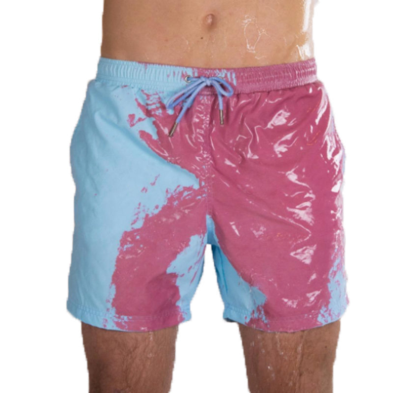 Magical Change Color Beach Shorts Summer Male Swimming Trunk Swimsuit Quick Dry