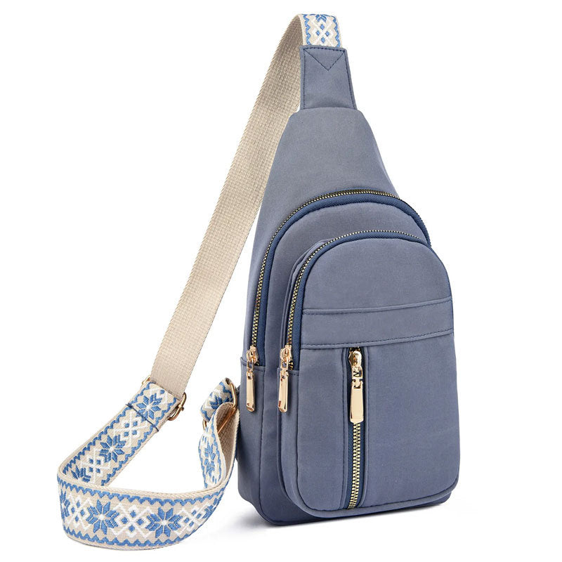 Vintage Style Women's Chest Bag, Non-Waterproof Zippered Shoulder Messenger Bag
