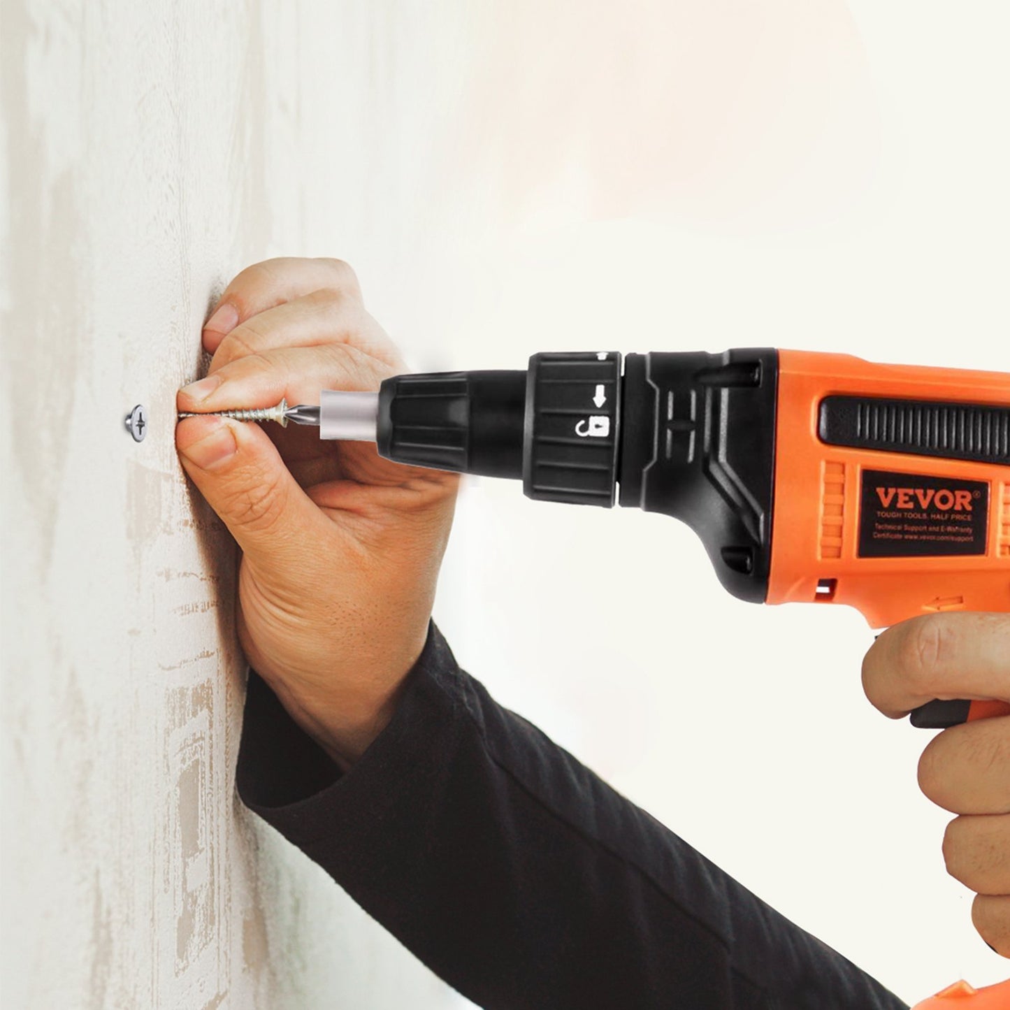 VEVOR Drywall Screw Gun, 20V Max Drywall Screwgun, 4200RPM Brushless Cordless Drywall Gun Kit With 2 Battery Packs, Charger, Belt Clip, And Tool Bag, Forward And Reverse Adjustable, Built-in LED Light