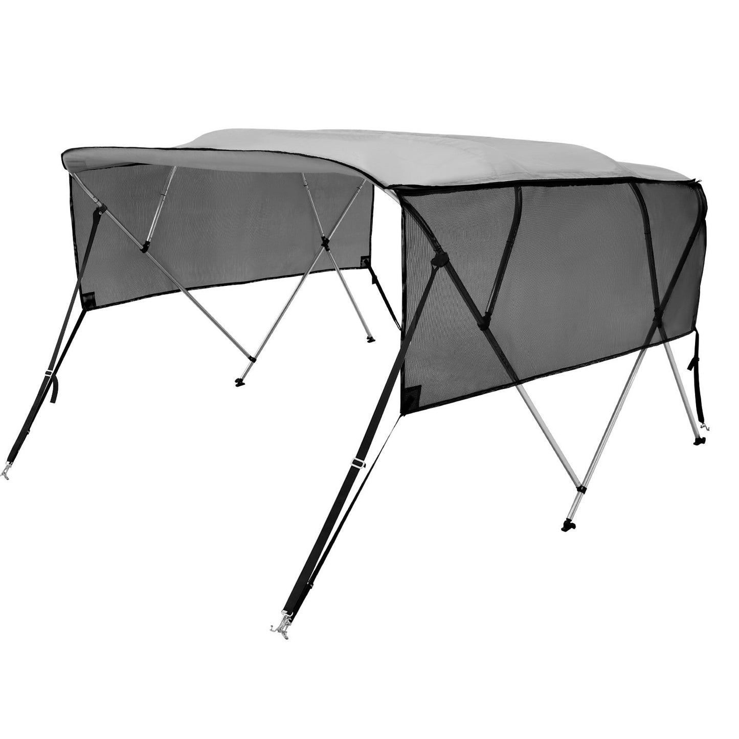 VEVOR 4 Bow Bimini Top Boat Cover, Detachable Mesh Sidewalls, 600D Polyester Canopy With Aluminum Alloy Frame, Includes Storage Boot, 2 Straps, 2 Support Poles,