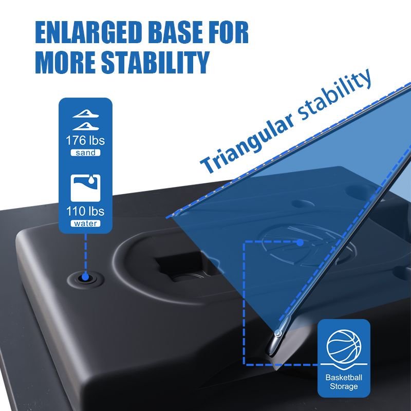 TotheCORE Basketball Stand 5.25-8.53 Ft Adjustable Portable Basketball Hoop & Goal With PC Backplate, Large Base And Wheels