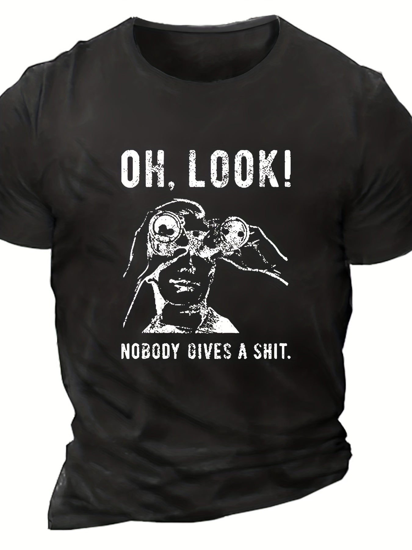 Men's Novelty T-shirt, Oversized Men Holding Telescope Pattern Printed