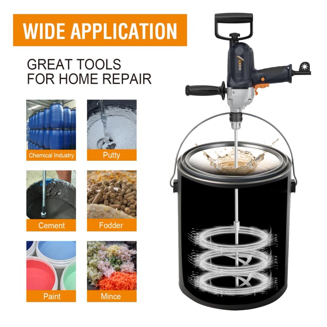 Drill Mixer Set With Spade Handle Inch Electric Corded Mixing Drill Machine 9A Motor Concrete Mud Mixer