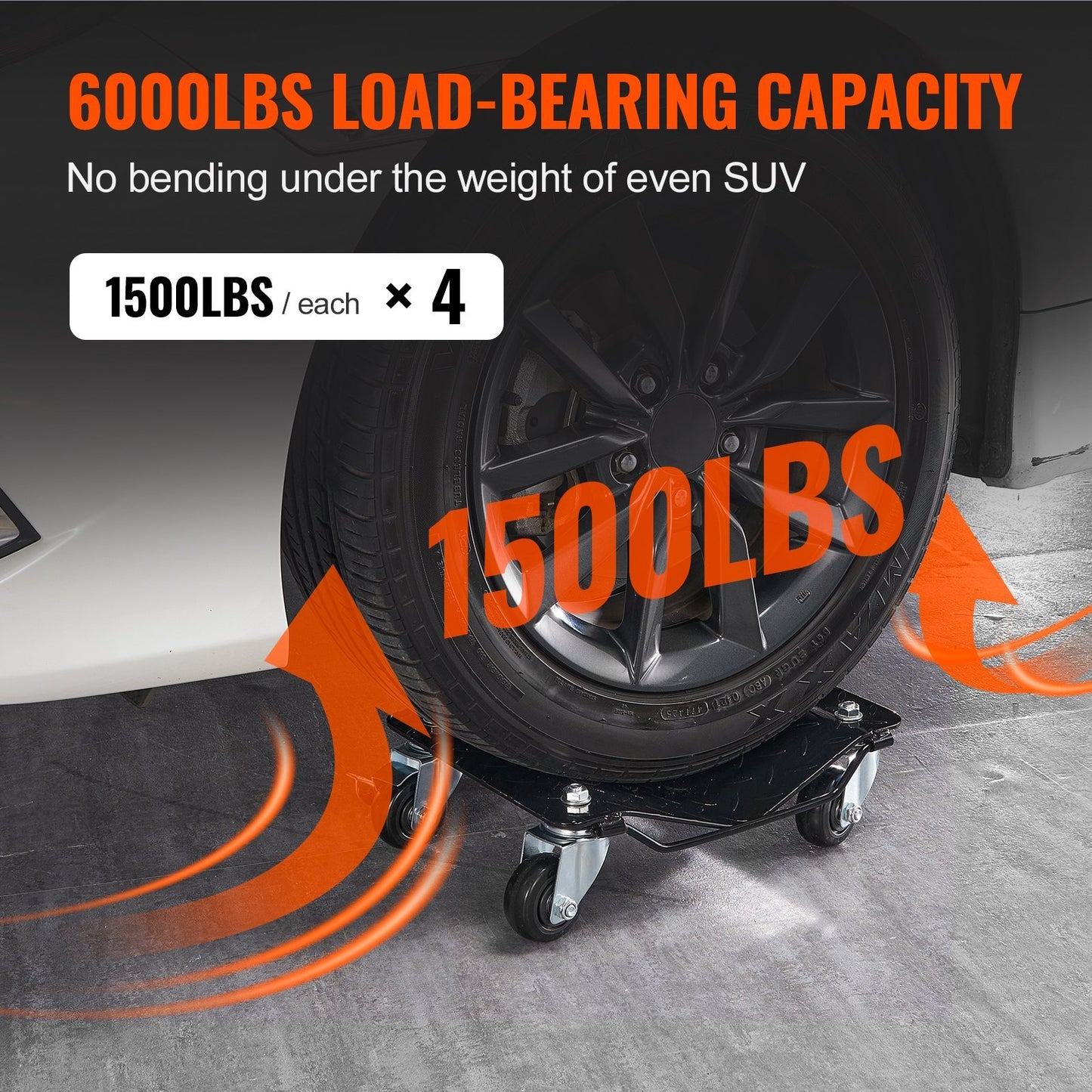 VEVOR Wheel Dolly, 6000 Lbs 2722 Kg Car Moving Dolly, Wheel Dolly Car Tire Stake Set Of 4 Piece, Heavy-duty Car Tire Dolly Cart Moving Cars, Trucks, Trailers, Motorcycles, And Boats