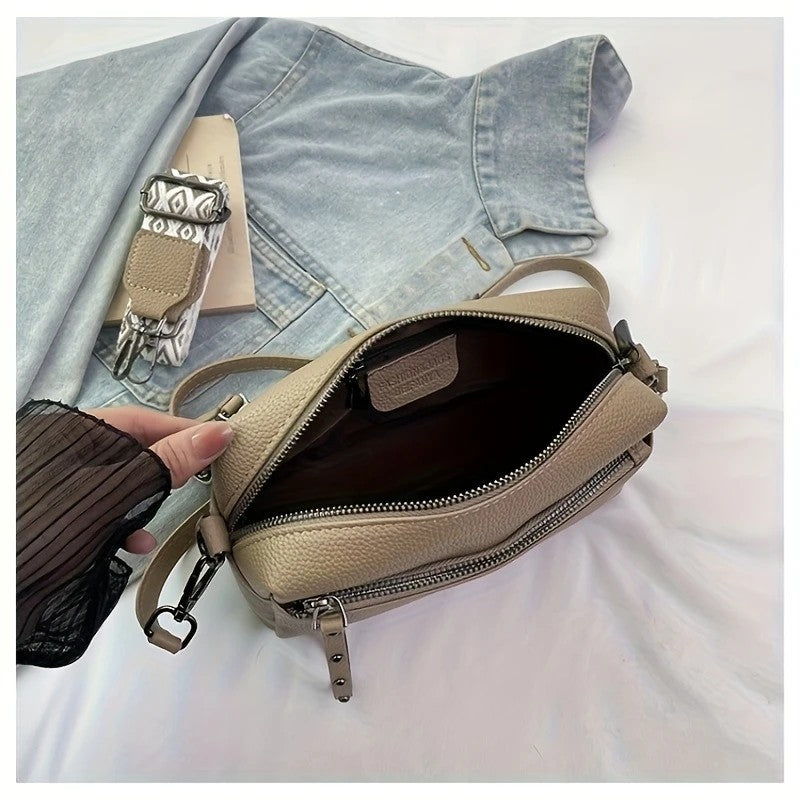 Women's Adjustable Crossbody Bag, Minimalist Design Shoulder Bag With Zipper Closure