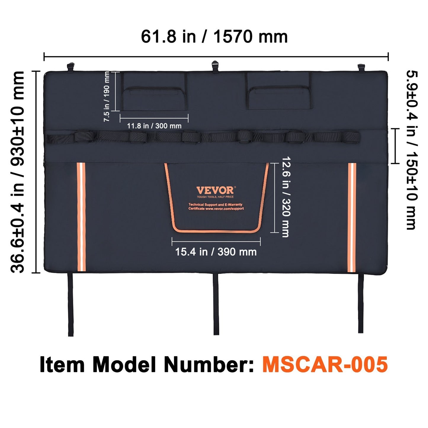 VEVOR 62-inch Tailgate Pad 6-Bike Pickup Truck Bed Tailgate Pad Protector Cover