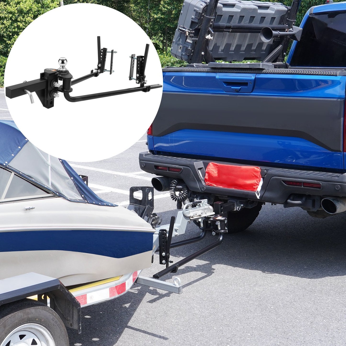 VEVOR Weight Distribution Hitch, 1,500 Lbs Weight Distributing Hitches Kit With Sway Control For Trailer, 2-In Solid Steel Shank, In Alloy Steel Ball, Powder Coated Load Leveling Hitch, Black