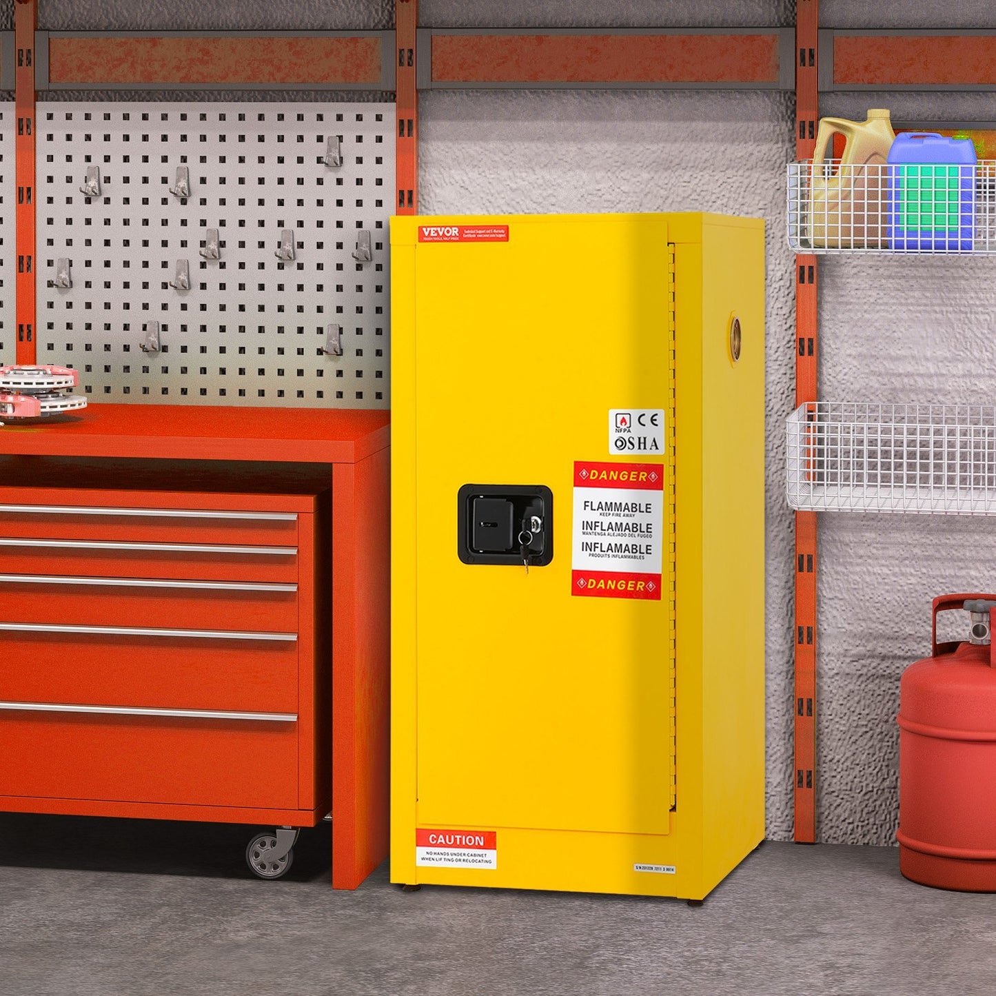 VEVOR Flammable Cabinet , Galvanized Steel Safety Cabinet, Adjustable Shelf Flammable Storage Cabinet, For Commercial Industrial And Home Use
