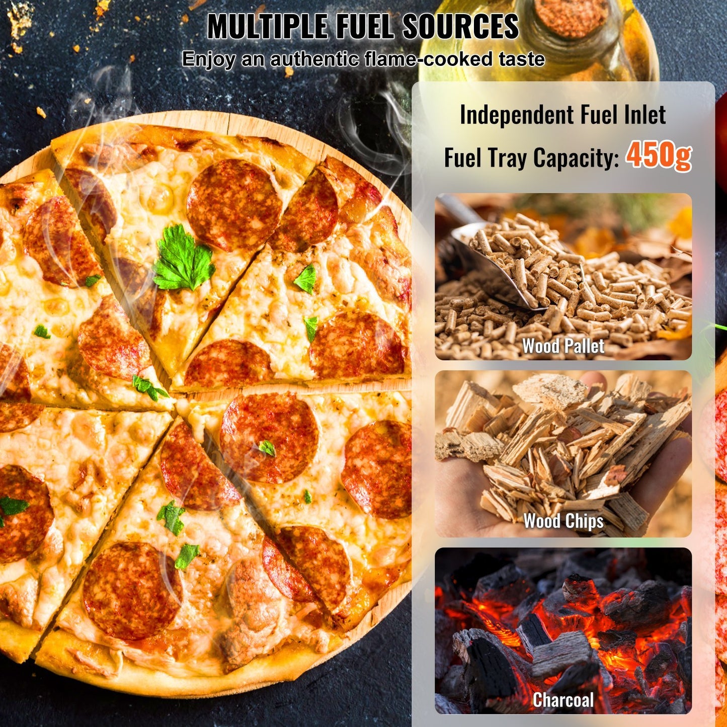 VEVOR 12Outdoor Pizza Oven Portable Wood Pellet Pizza Oven Iron Spray Camping